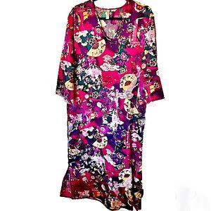 Cruz Natori Asian Floral Kimono Robe Lounger